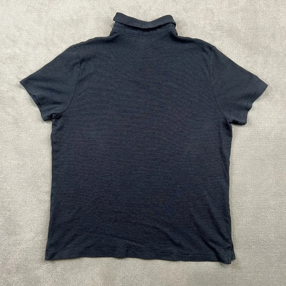Banana Republic Polo XL Mens Charcoal Gray Micro Stripe Short Sleeve Cotton